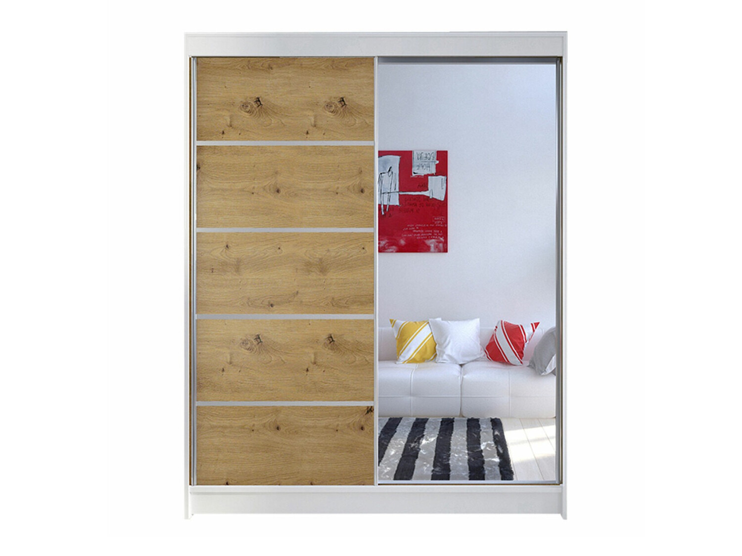 Wardrobe Closico Vastor III (White + Artisan oak)