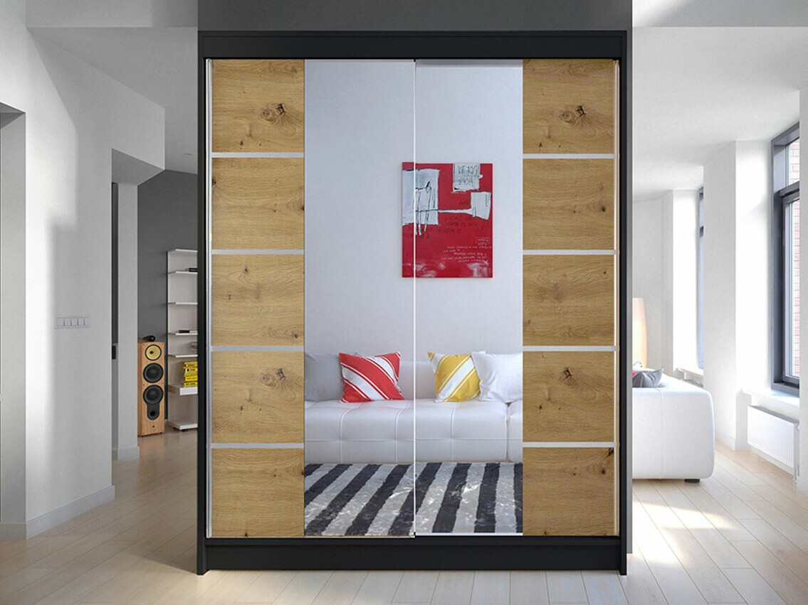 Wardrobe Closico Vastor V (Black + Artisan oak)