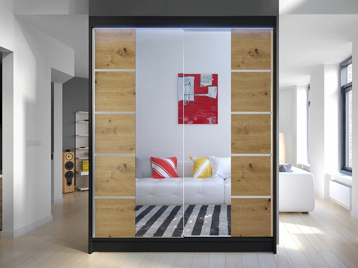Wardrobe Closico Vastor V (Black + Artisan oak)