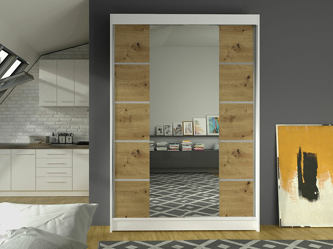 Wardrobe Closico Salvor V (White + Artisan oak)