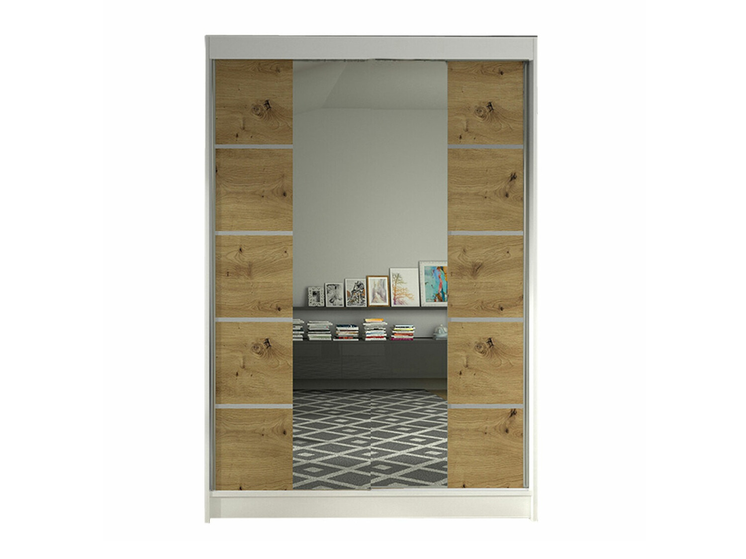 Wardrobe Closico Salvor V (White + Artisan oak)