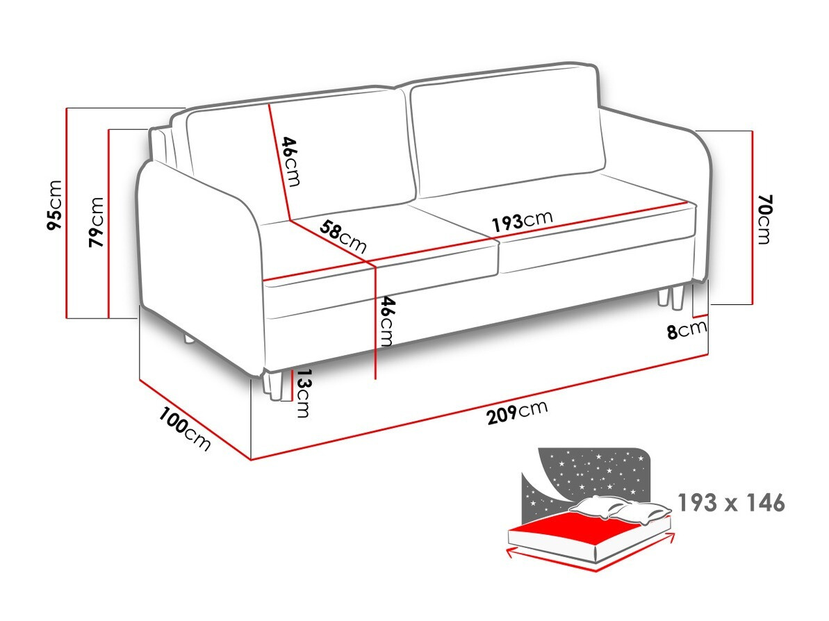 Sofa bed Columbus 122 (Mono 242)