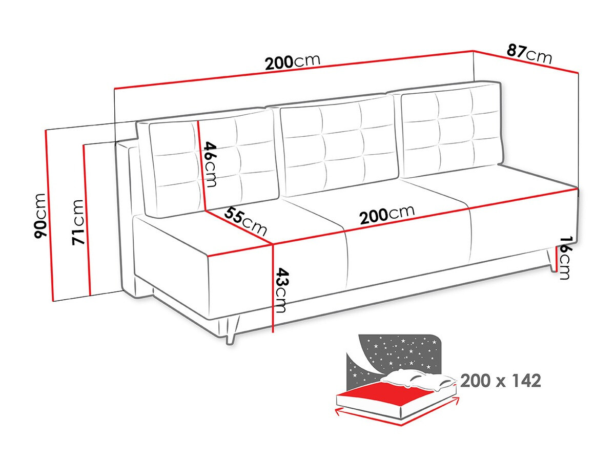 Sofa bed Columbus 140
