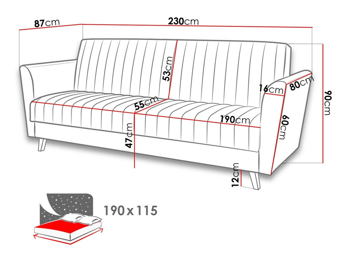 Sofa bed Columbus 144 (Mono 236)