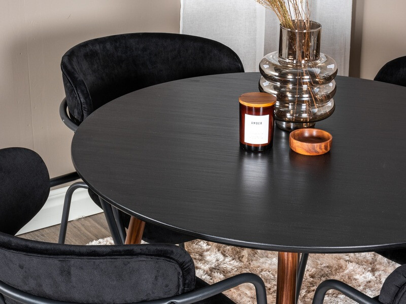 Dining set Dallas 285 (Black + Nut)