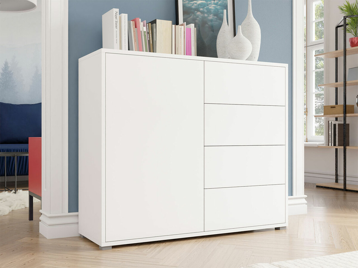 Chest of drawers Comfivo Tutela I (White + Matte white)