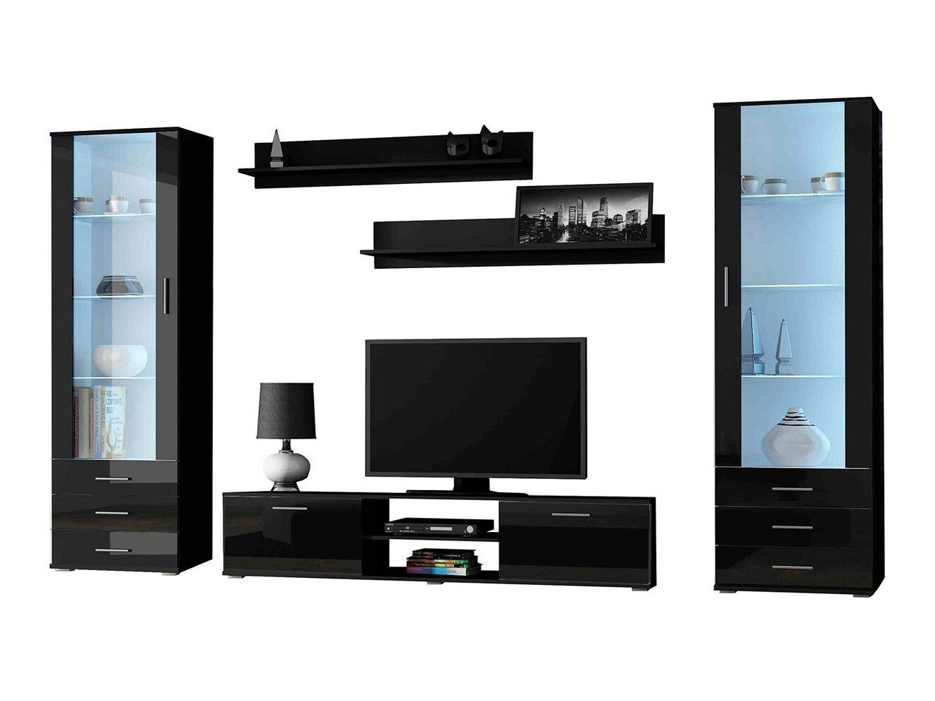 Living room set Tornola 109 (Black + Glossy black)