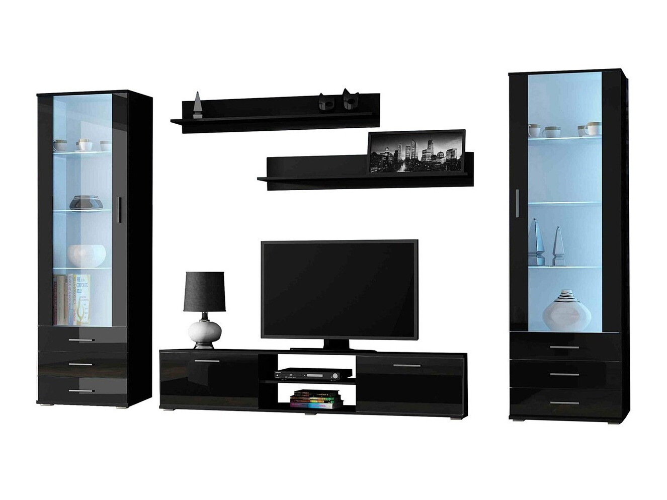 Living room set Tornola 109 (Black + Glossy black)
