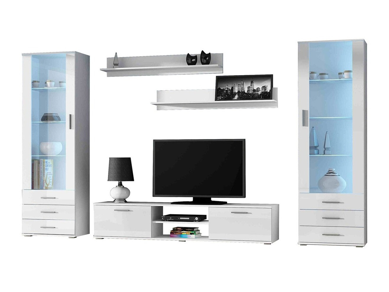 Living room set Tornola 109 (White + Glossy white)
