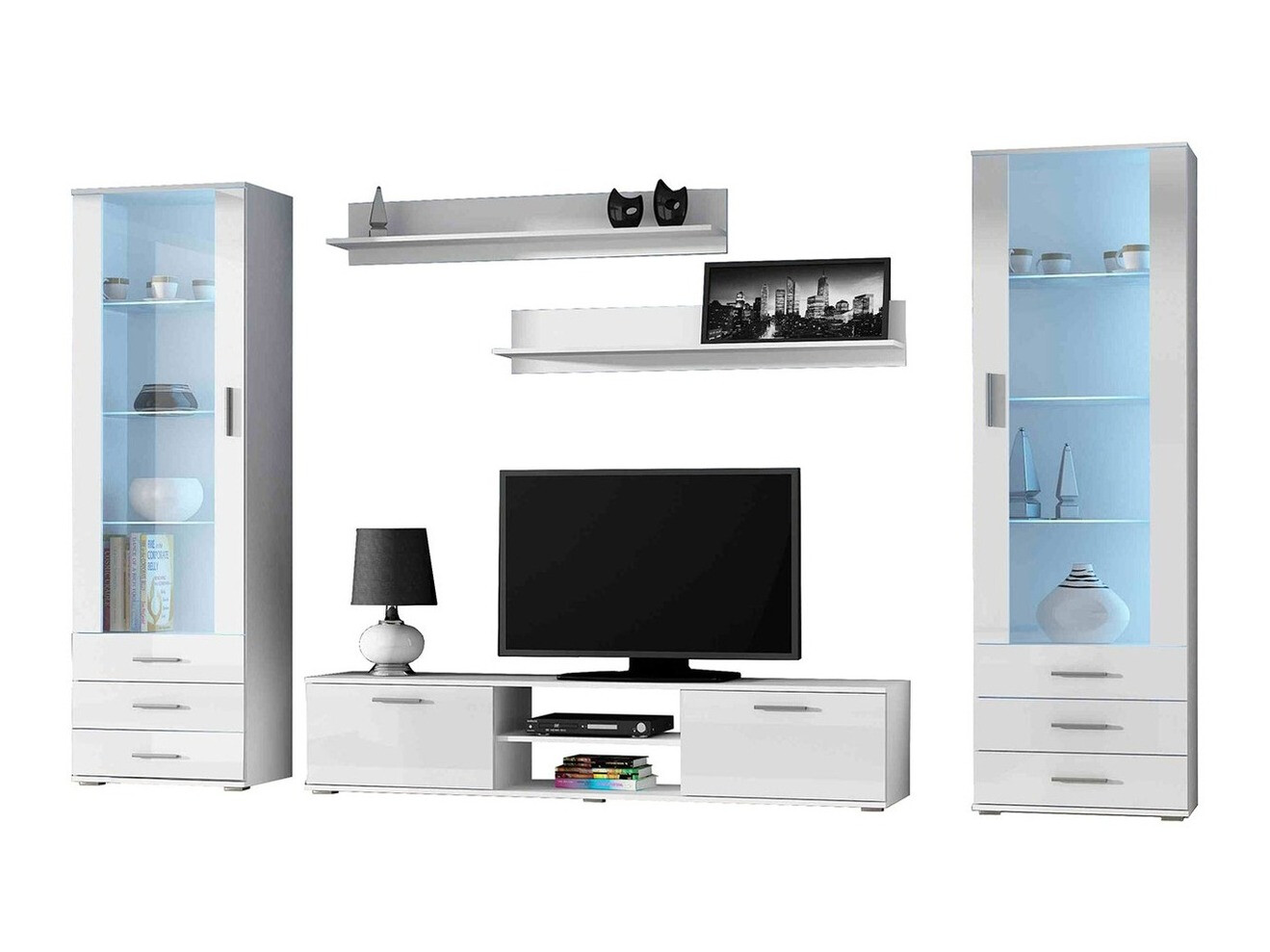 Living room set Tornola 109 (White + Glossy white)
