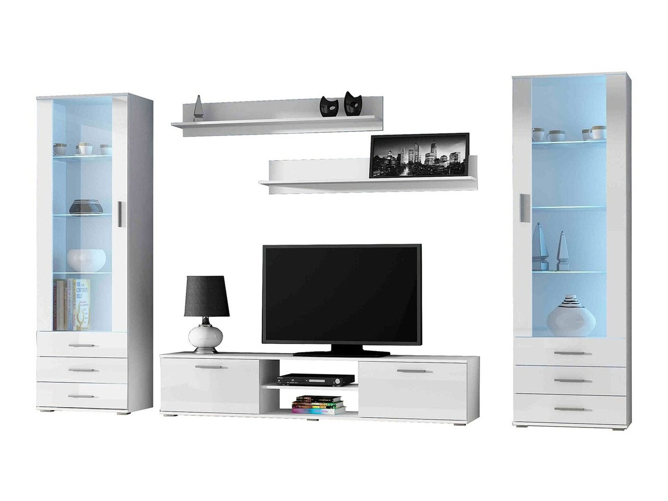 Living room set Tornola 109 (White + Glossy white)