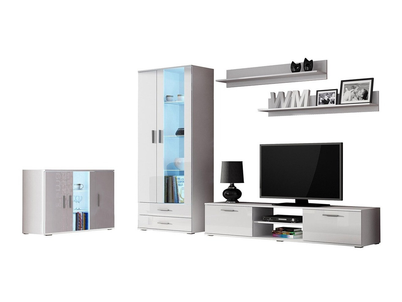 Living room set Tornola 116 (White + Glossy white)
