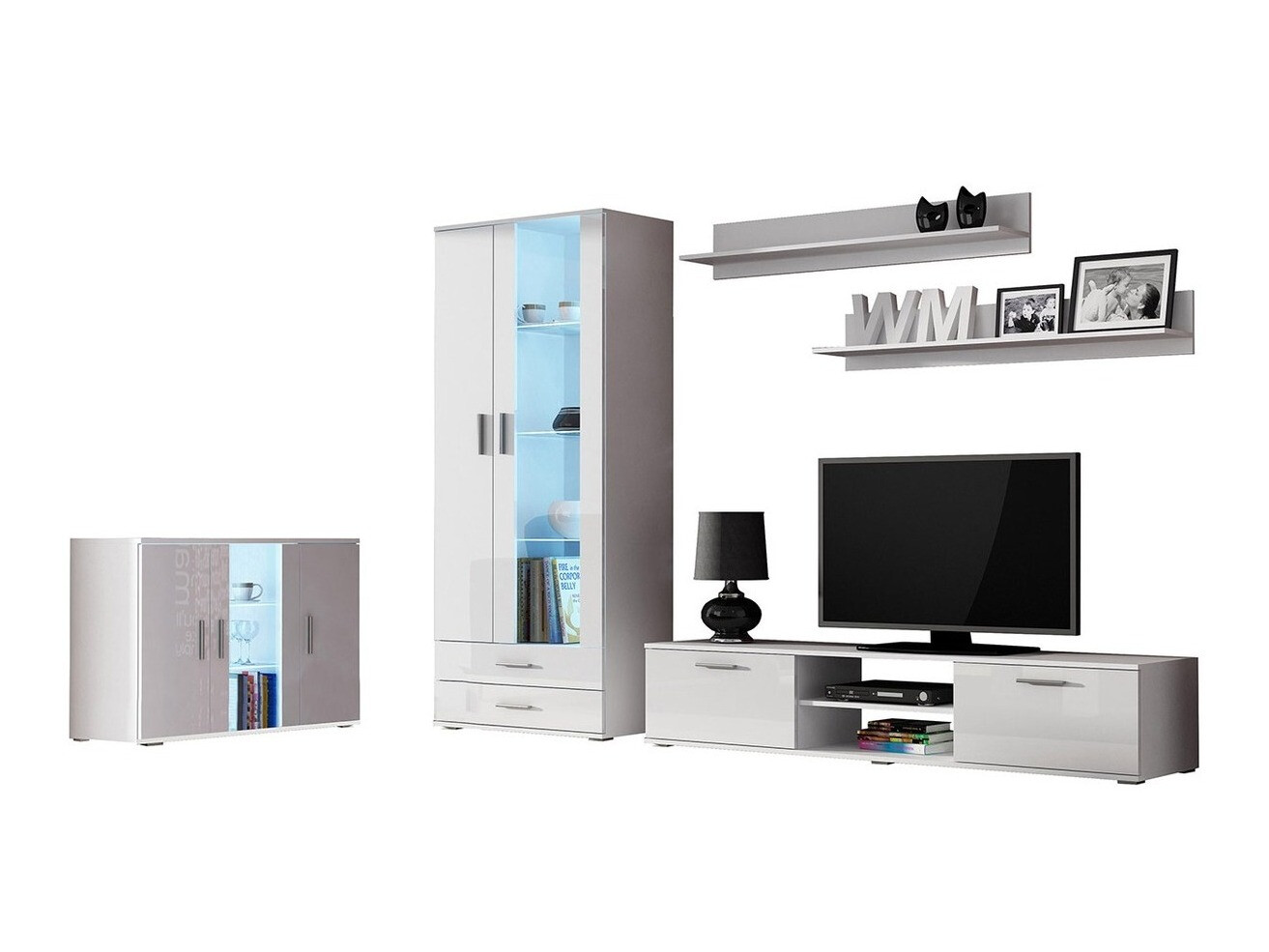 Living room set Tornola 116 (White + Glossy white)