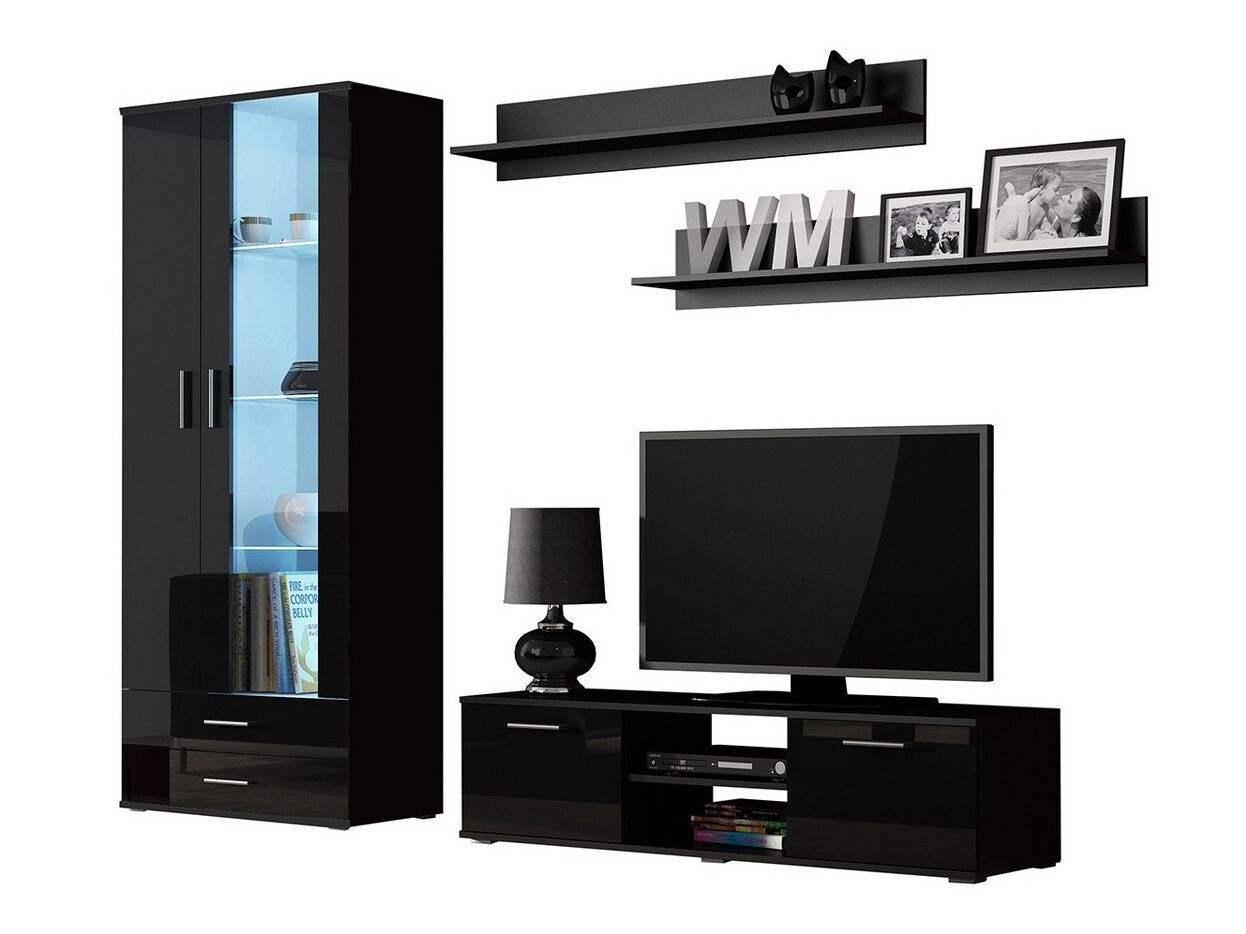 Living room set Tornola 117 (Black + Glossy black)