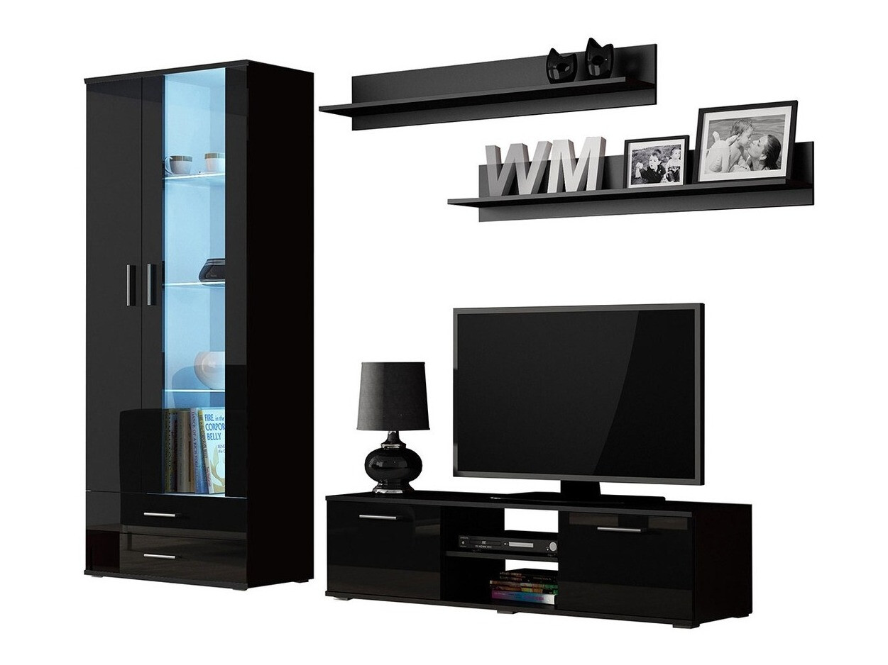 Living room set Tornola 117 (Black + Glossy black)