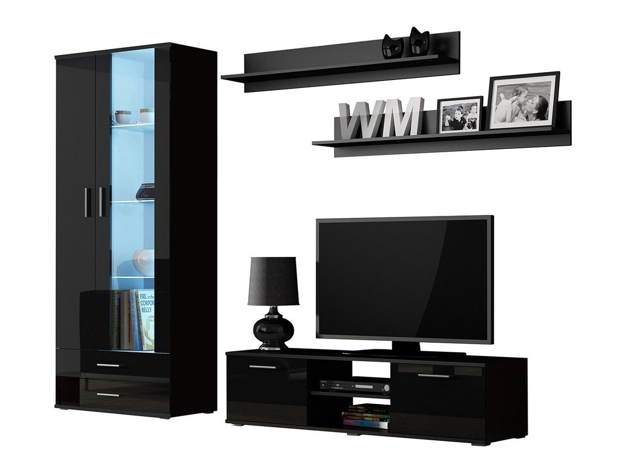 Living room set Tornola 117 (Black + Glossy black)