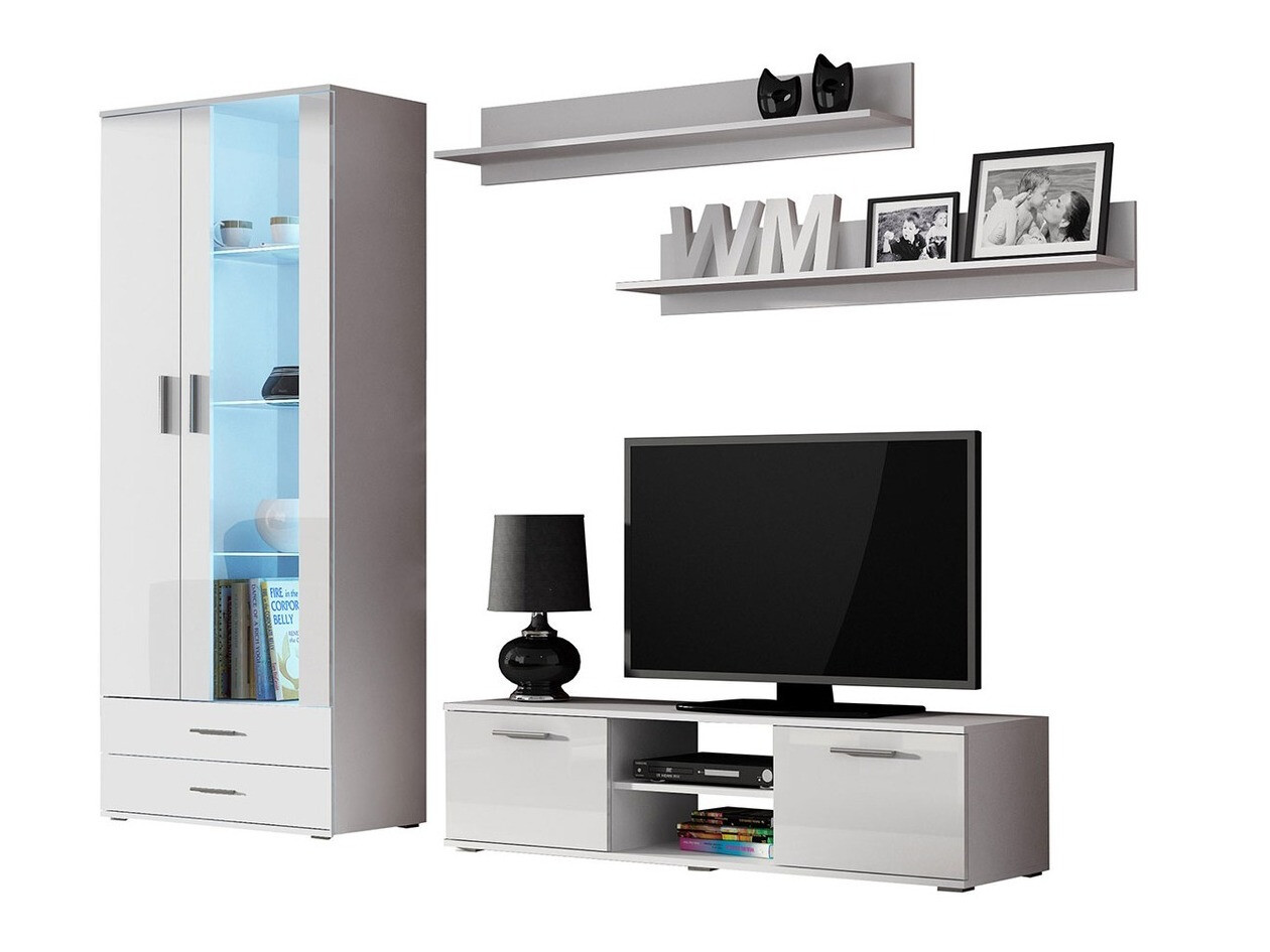 Living room set Tornola 117 (White + Glossy white)