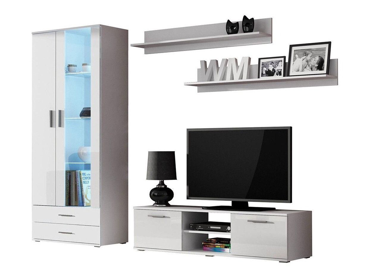 Living room set Tornola 117 (White + Glossy white)