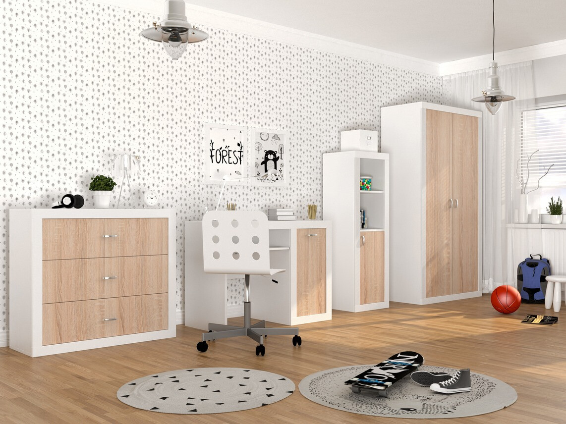 Bookcase Tentive 105 (White + Sonoma oak)