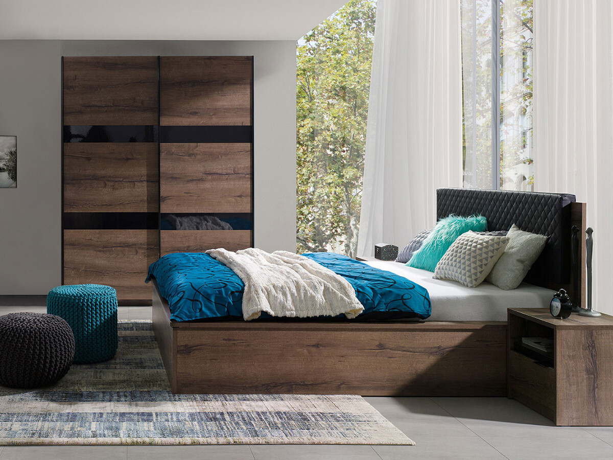 Wardrobe Fivelbo 109 (Monastery oak + Glossy black)