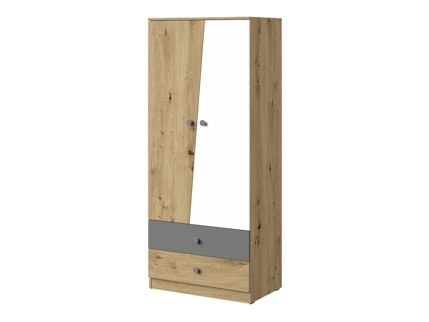 Wardrobe Almira 100 (Artisan oak + White + Grey)
