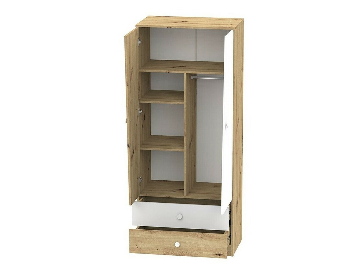 Wardrobe Almira 100 (Artisan oak + White + Grey)