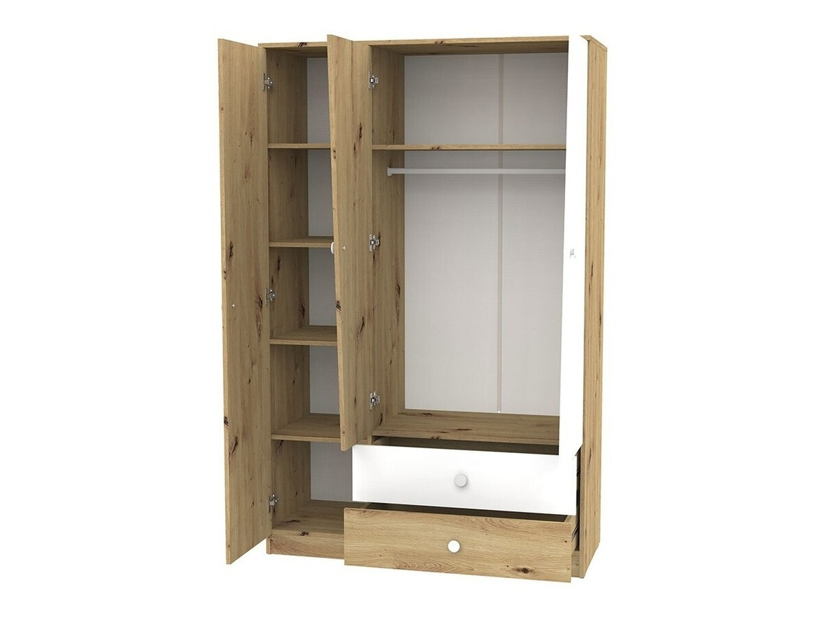 Wardrobe Almira 102 (Artisan oak + White + Grey)