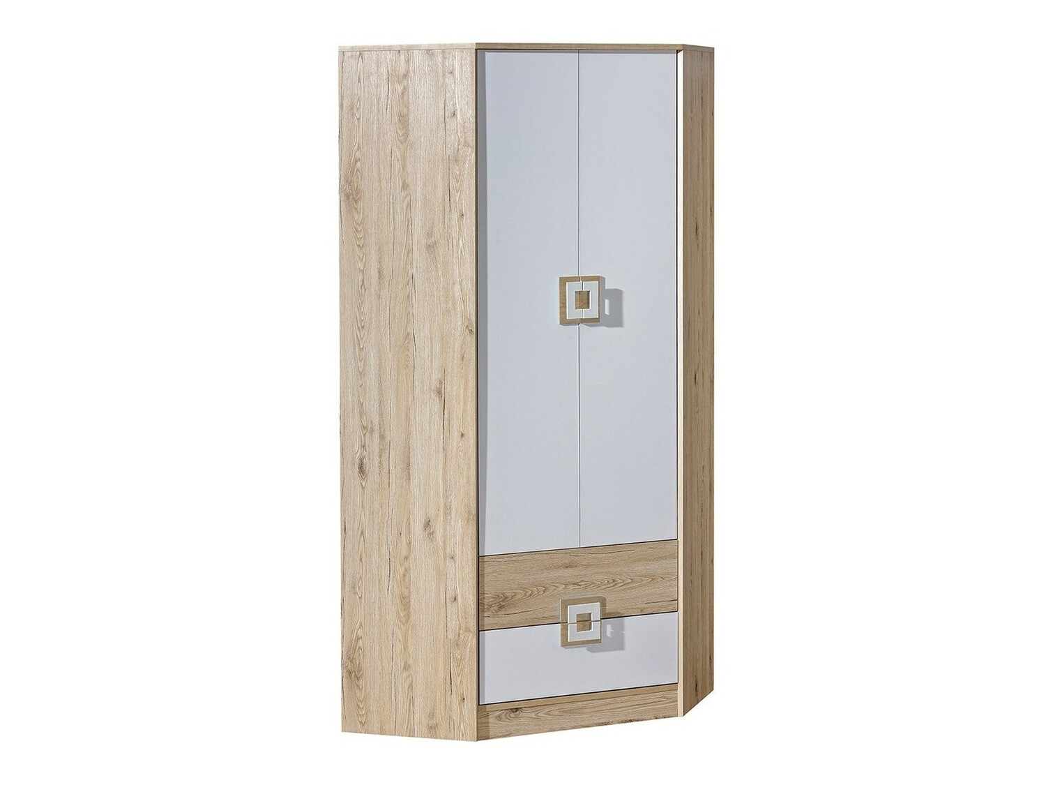 Corner wardrobe Tolfere 102 (Light oak + White)