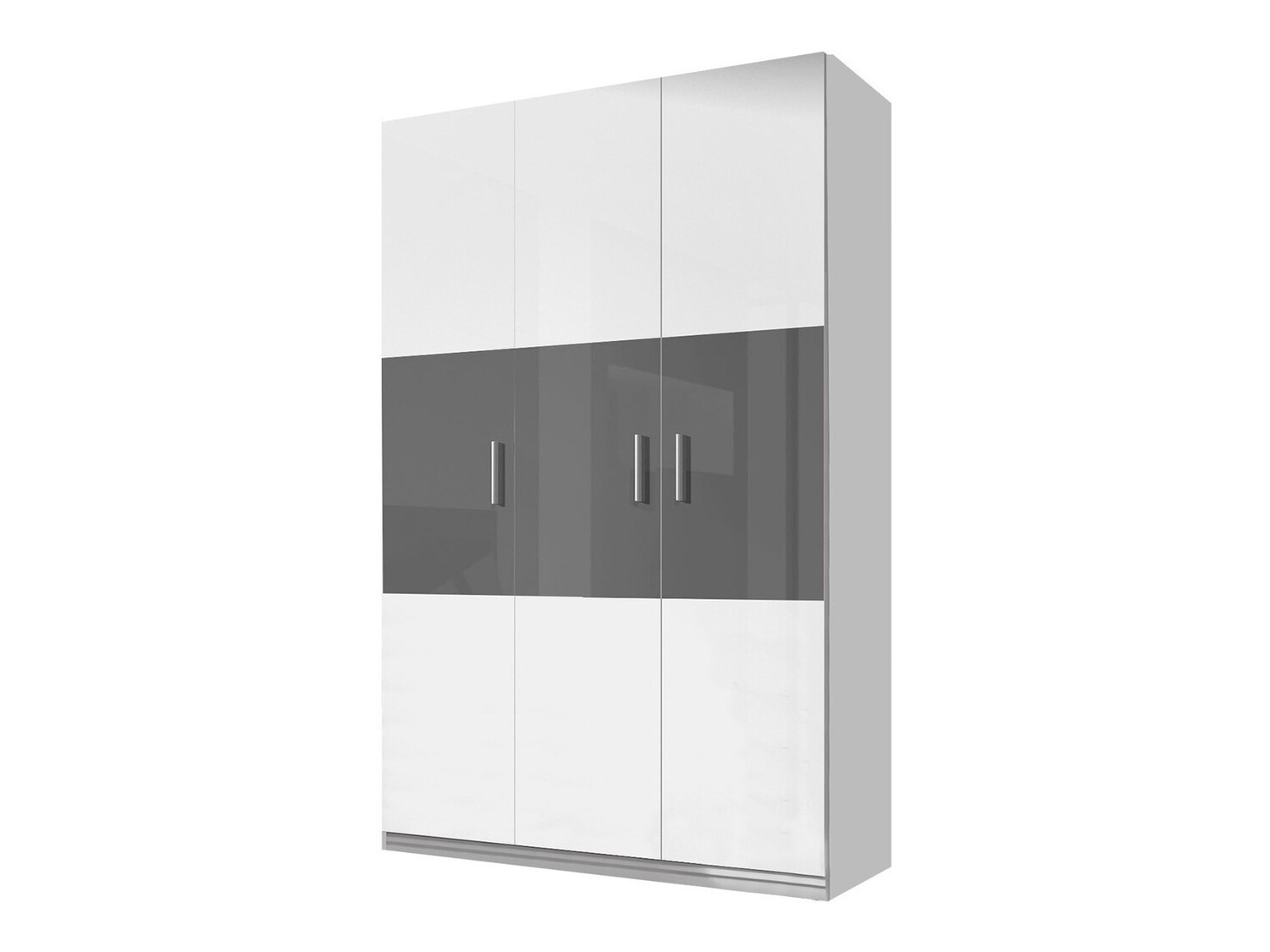 Wardrobe Campus I (White + Glossy white + Gloss grey)