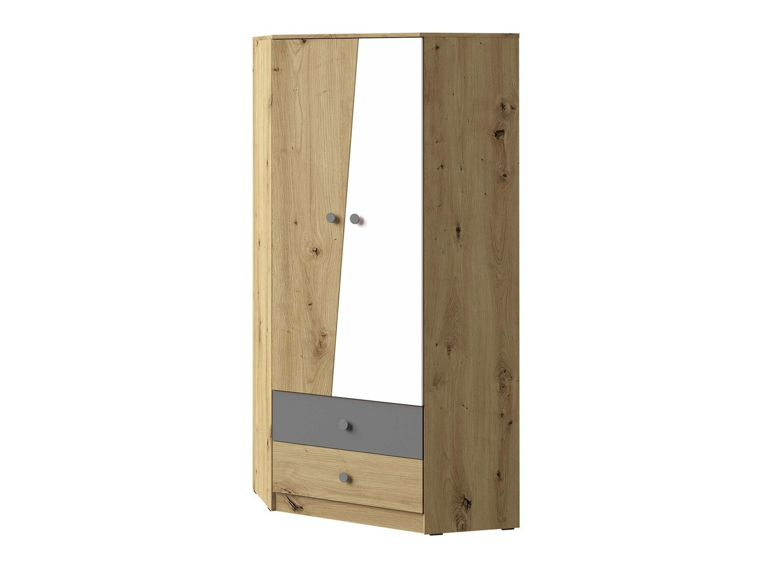 Corner wardrobe Almira 101 (Artisan oak + White + Grey)