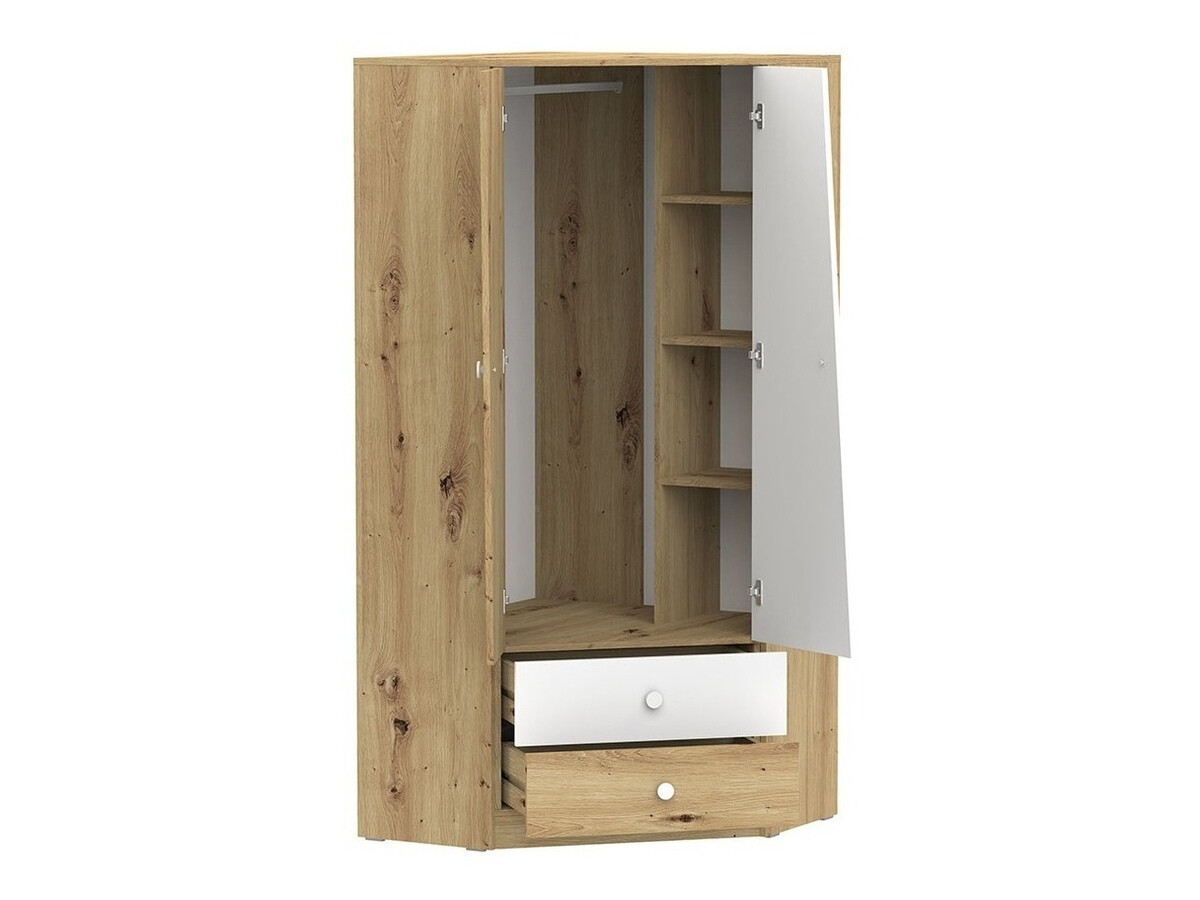 Corner wardrobe Almira 101 (Artisan oak + White + Grey)