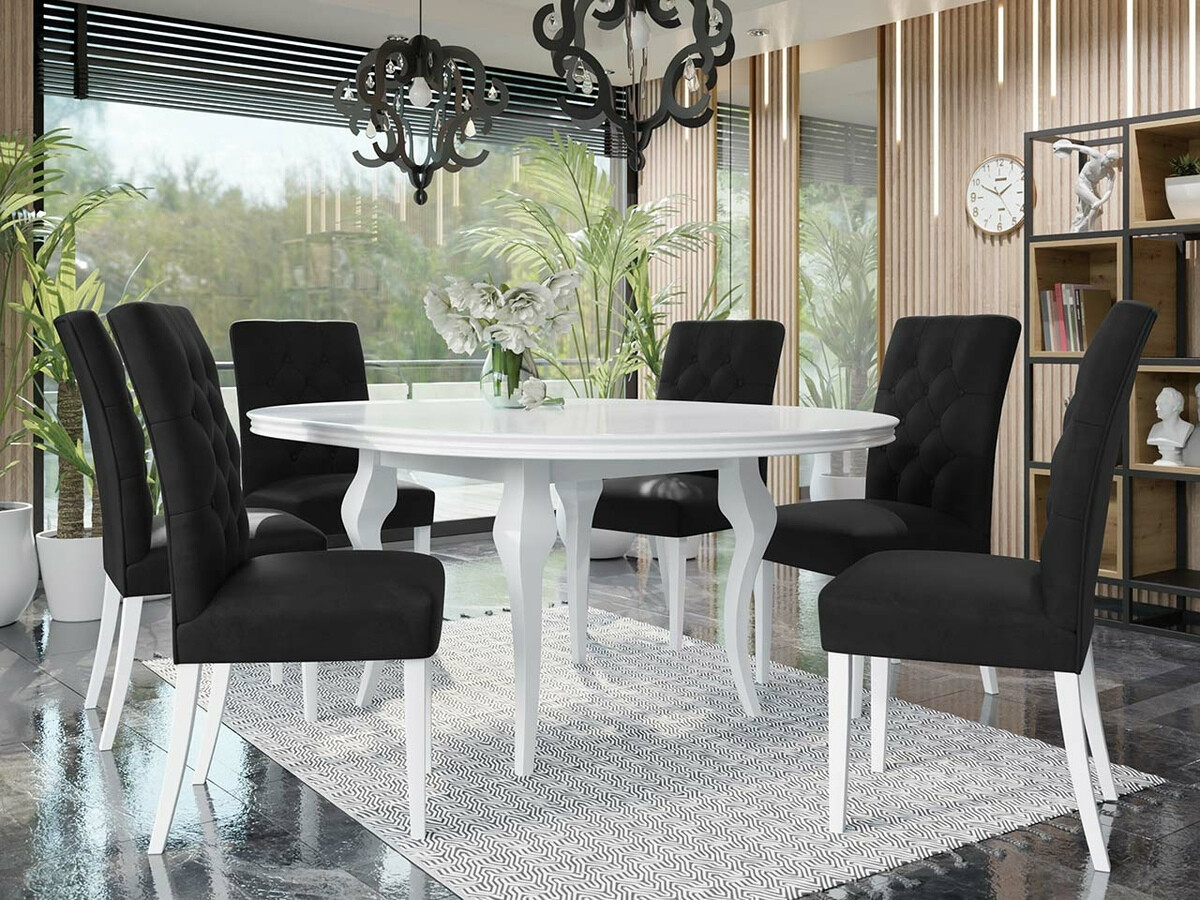 Dining set Racine 129 (Glossy white + Magic Velvet 2219)