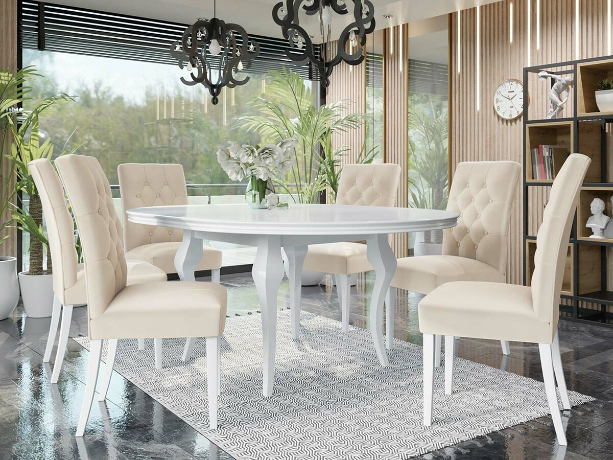 Dining set Racine 138 (Glossy white + Magic Velvet 2250)
