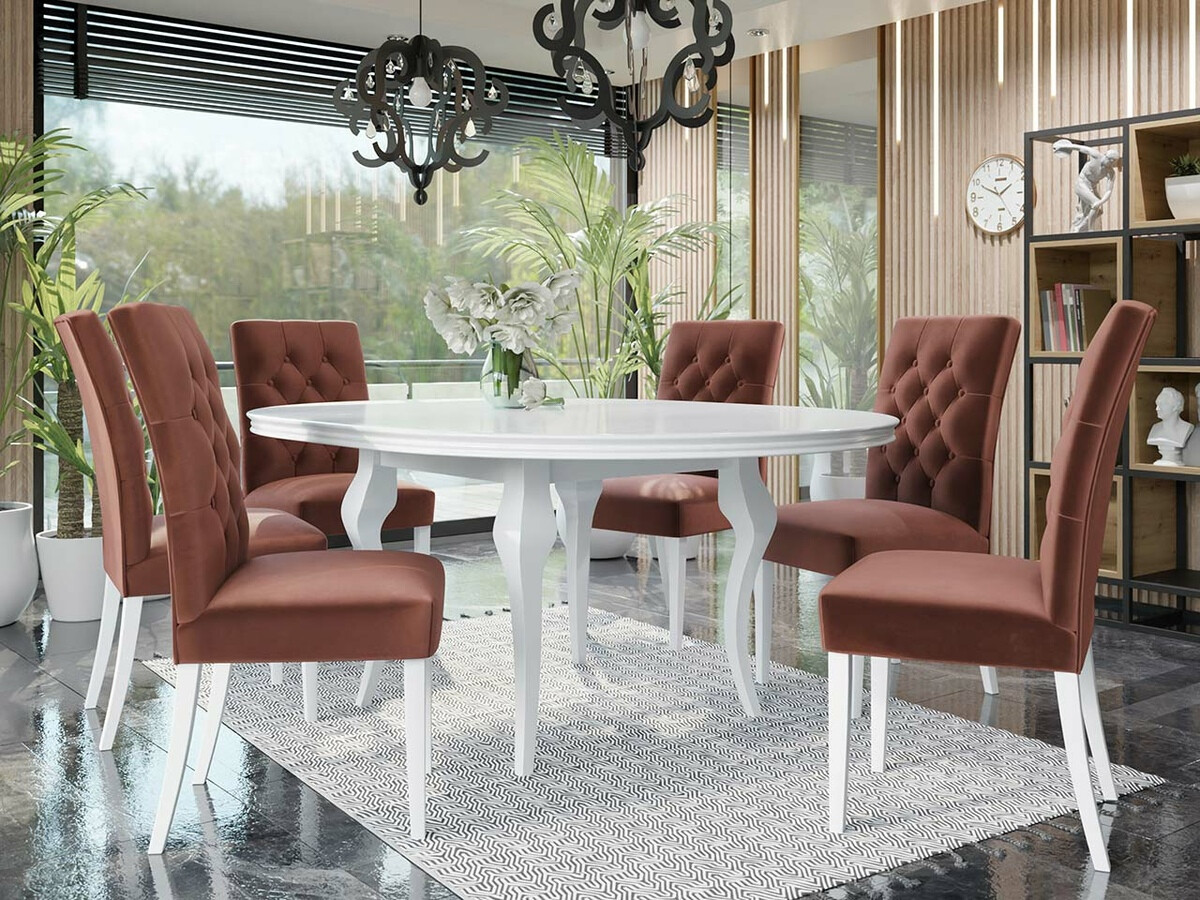 Dining set Racine 138 (Glossy white + Magic Velvet 2258)