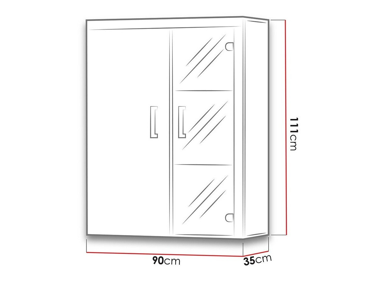 Wall cabinet Odebeli 101 (White + Glossy black)