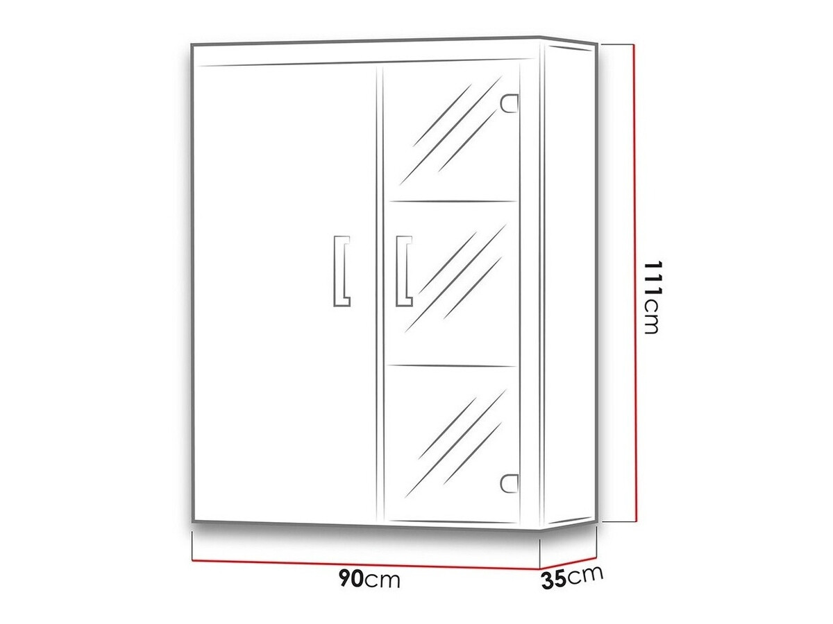 Wall cabinet Odebeli 101 (White + Glossy black)