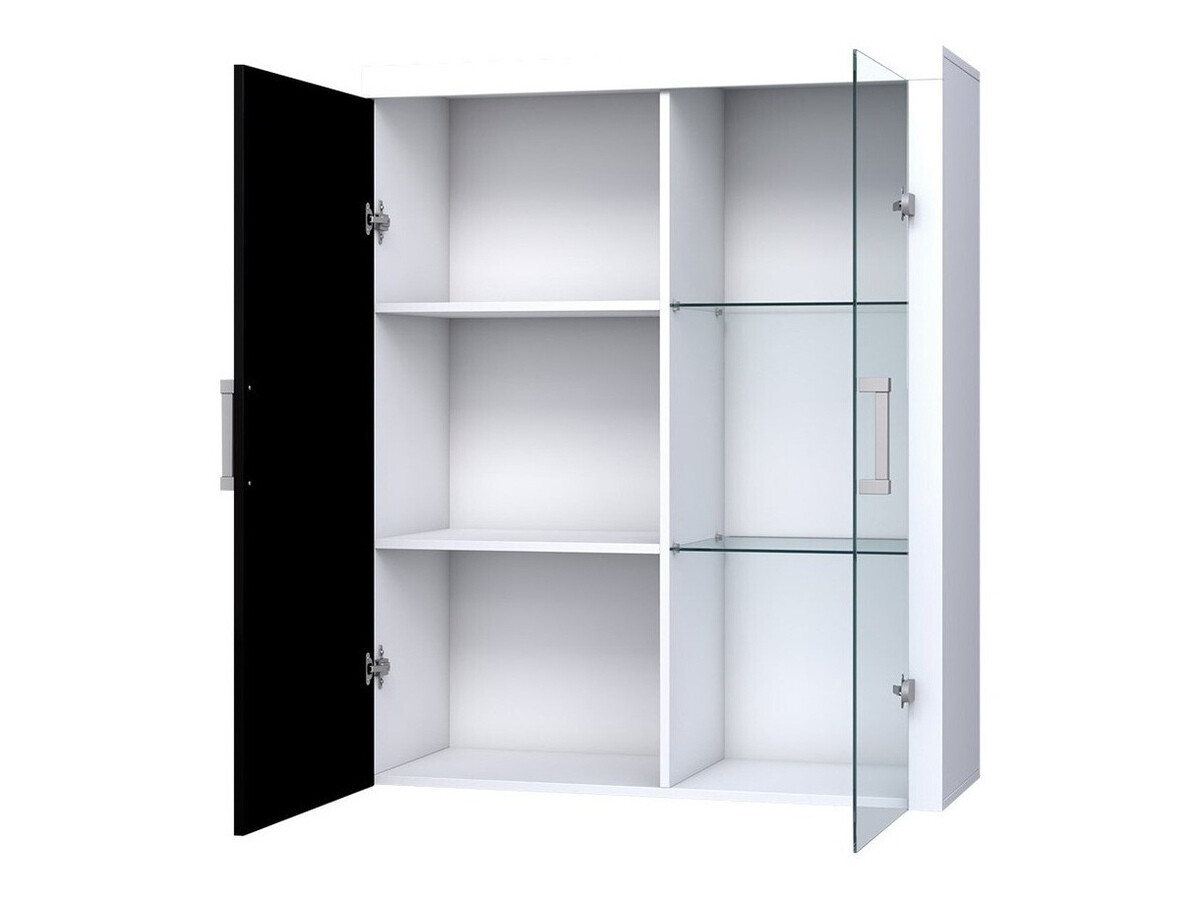 Wall cabinet Odebeli 101 (White + Glossy black)