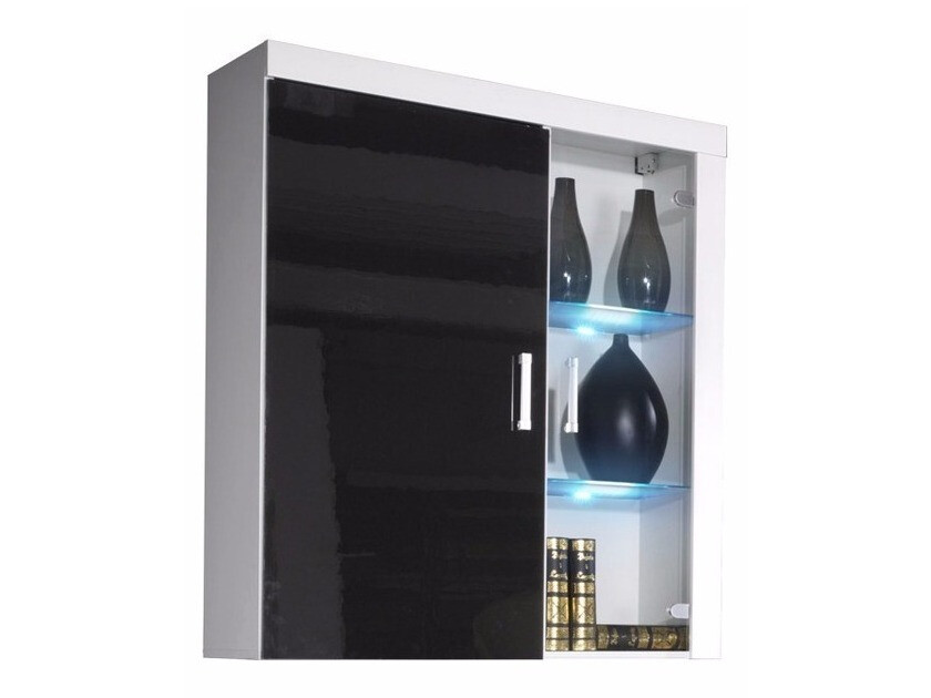 Wall cabinet Odebeli 101 (White + Glossy black)
