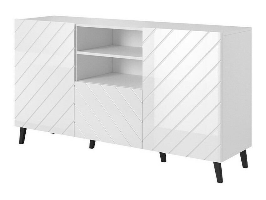 Chest of drawers Charlotte 143 (White + Glossy white)