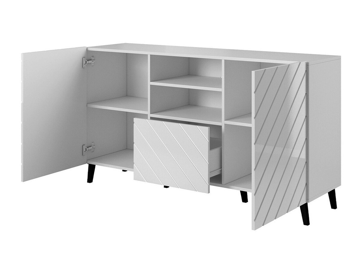 Chest of drawers Charlotte 143 (White + Glossy white)