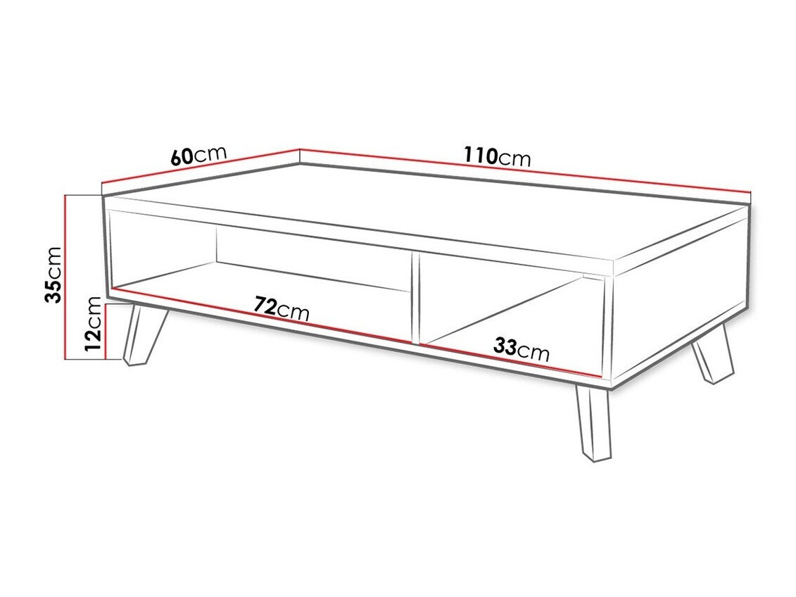 Coffee table Larfloi 101 (White + Sonoma oak)