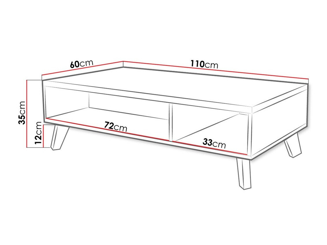 Coffee table Larfloi 101 (Wotan Oak + Black)