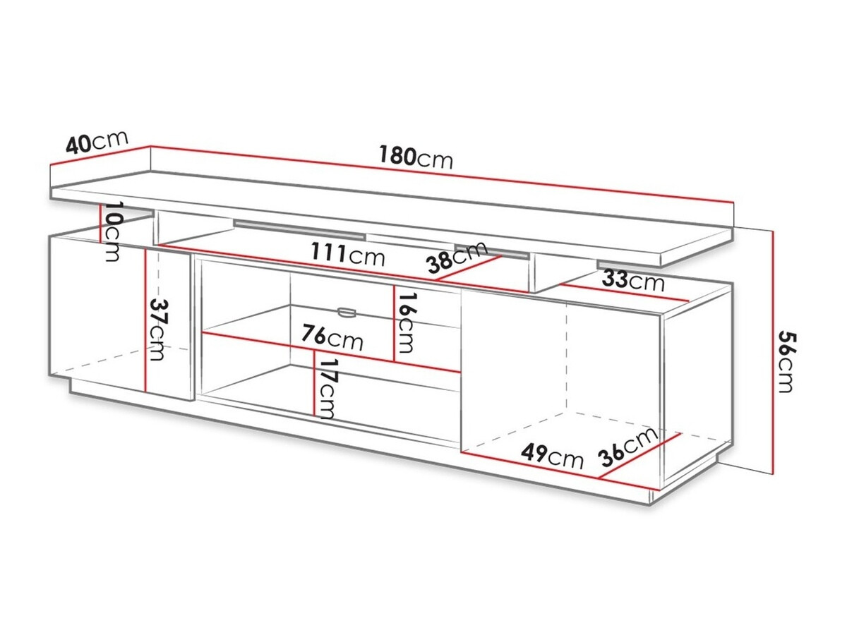 TV stand Figura (Grey + Gloss grey)