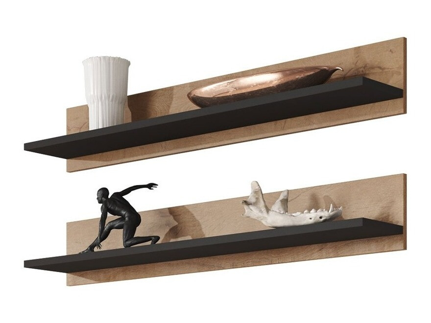 Wall-mounted set of shelves Tornola 104 (Lefkas oak + Black)