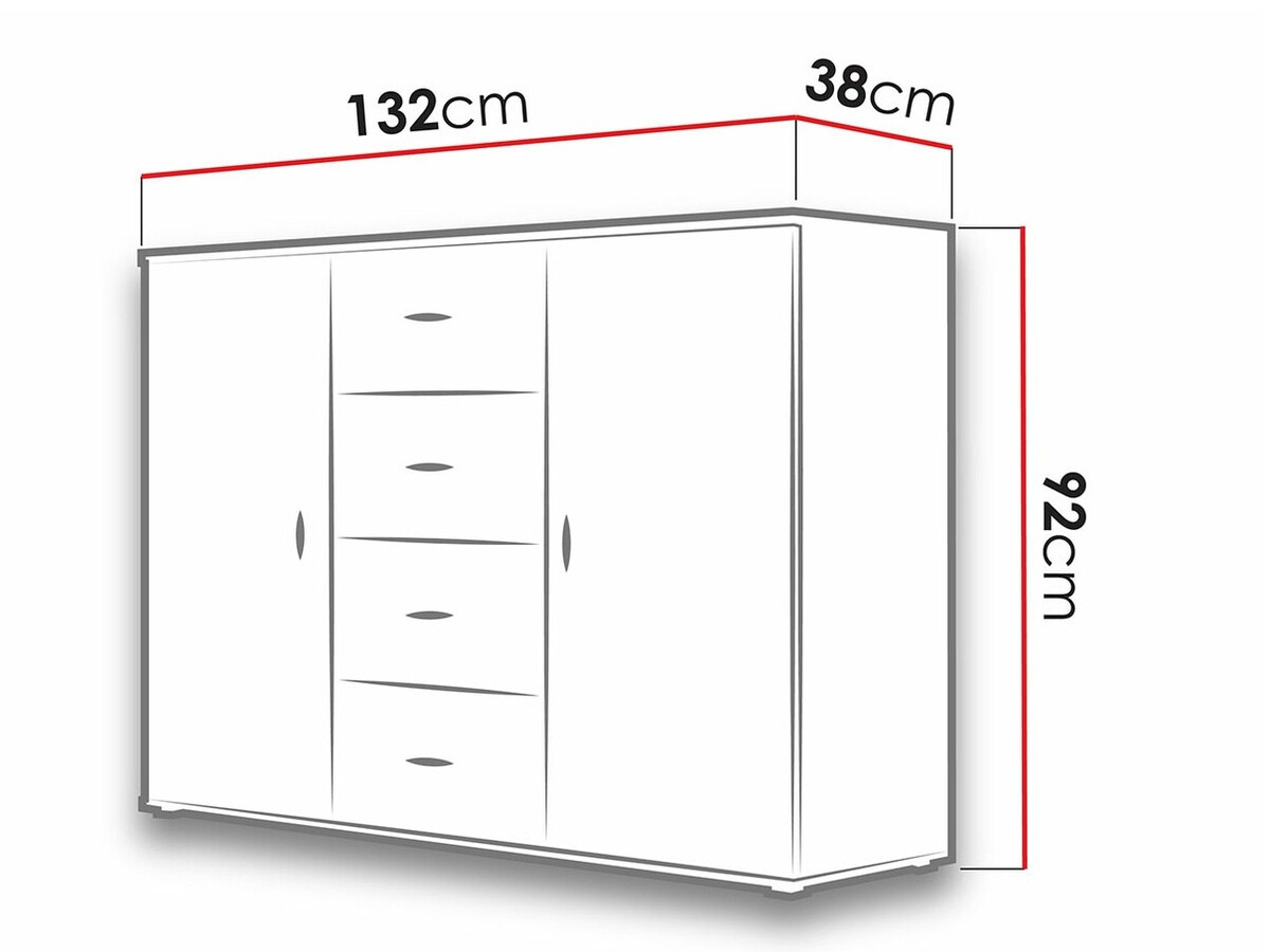 Chest of drawers Charlotte 118 (Lefkas oak + Black)
