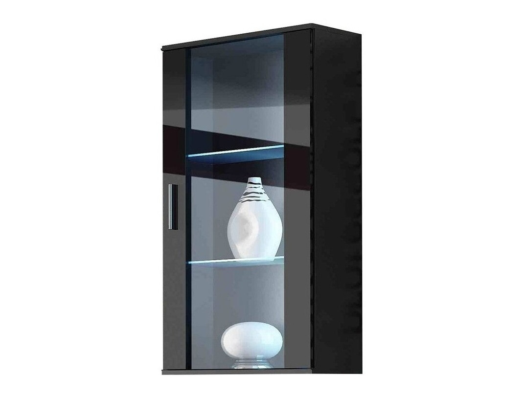 Wall cabinet Tornola 103 (Black + Glossy black)