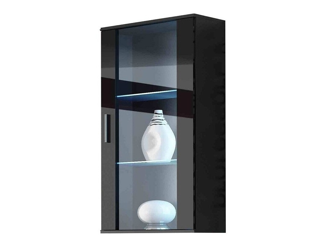Wall cabinet Tornola 103 (Black + Glossy black)