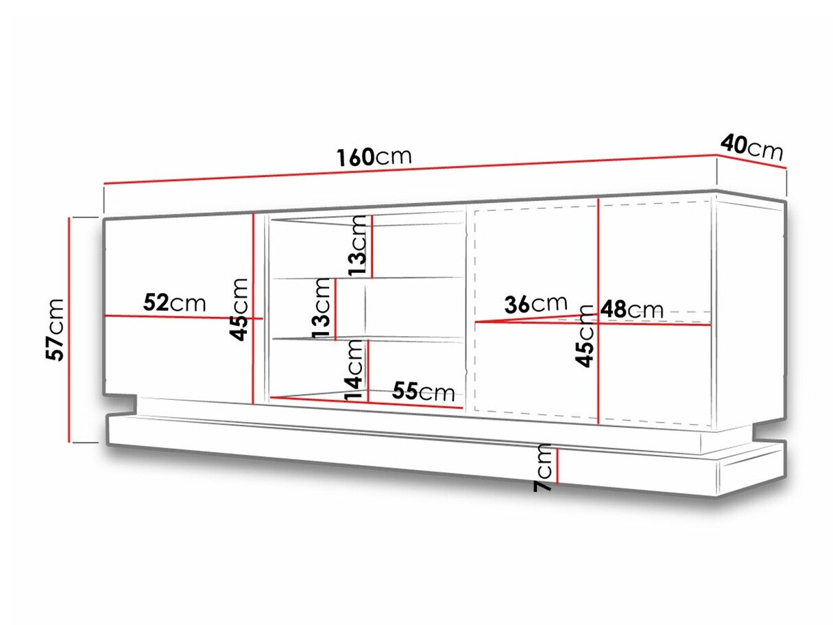 TV stand Linar (White + Glossy white)