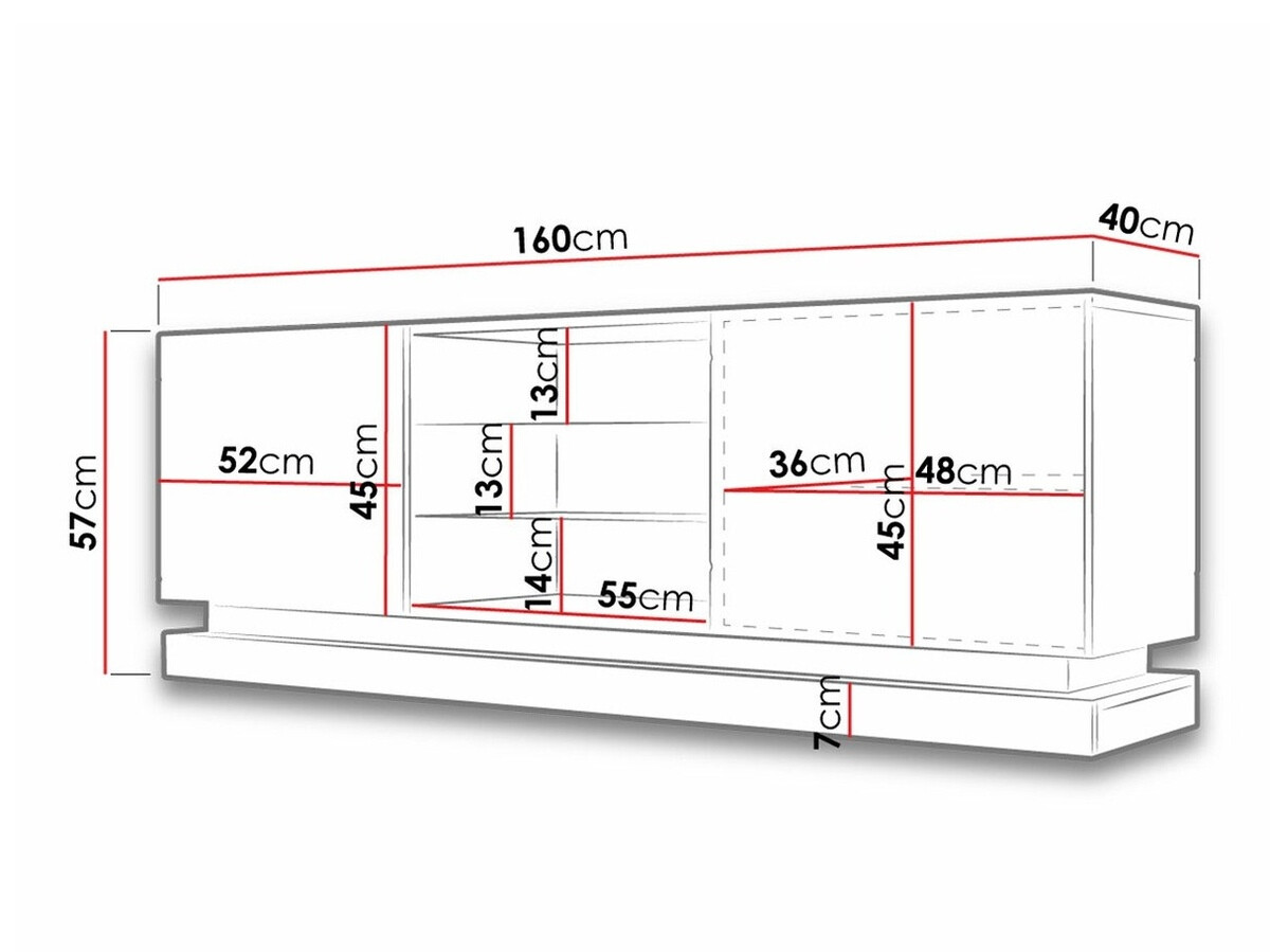 TV stand Linar (White + Glossy white)