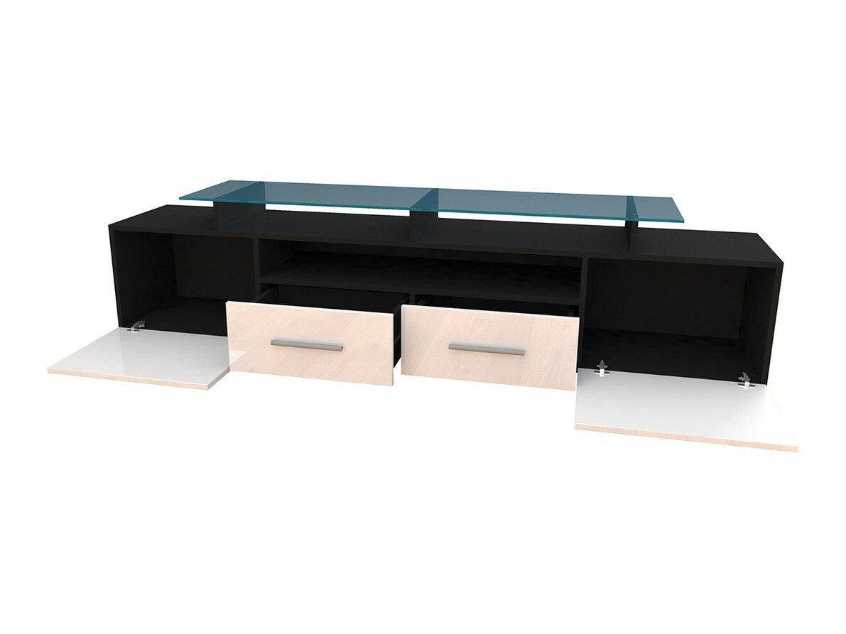 TV stand Charlotte 117 (Black + Glossy black)